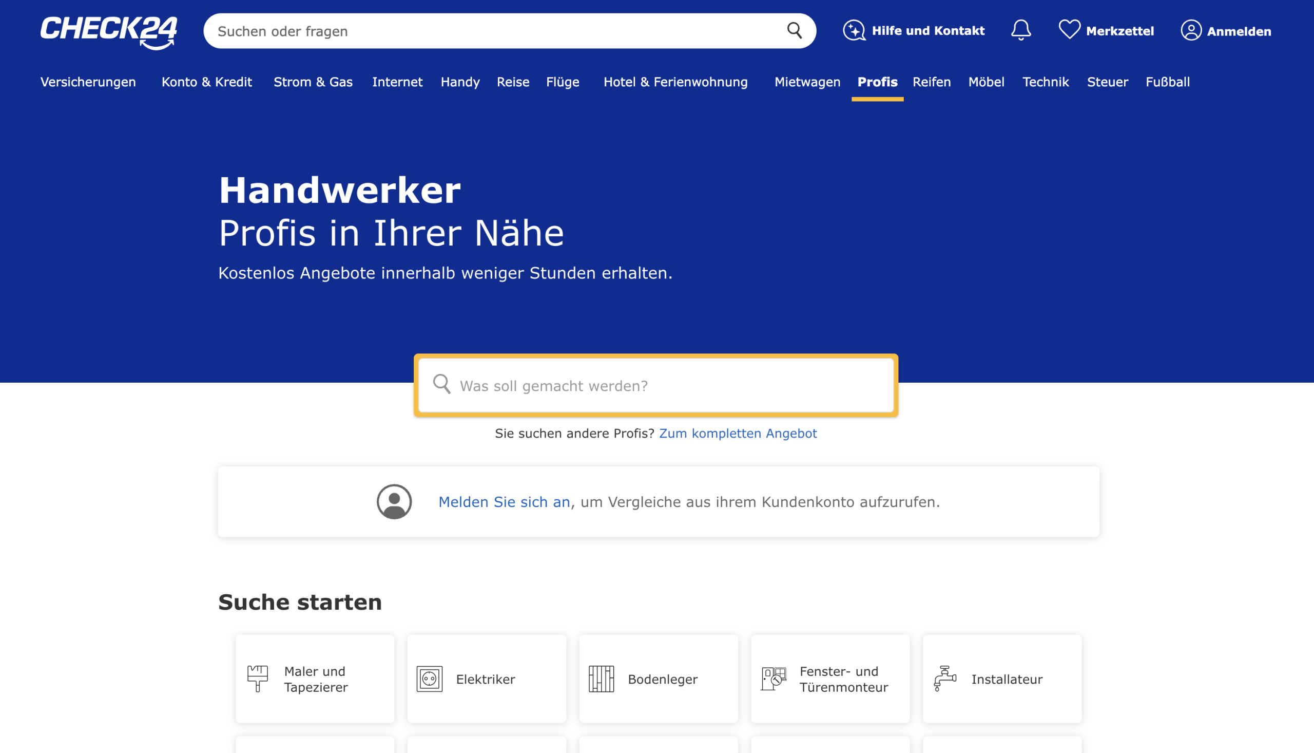 Check24 Website Vorschau