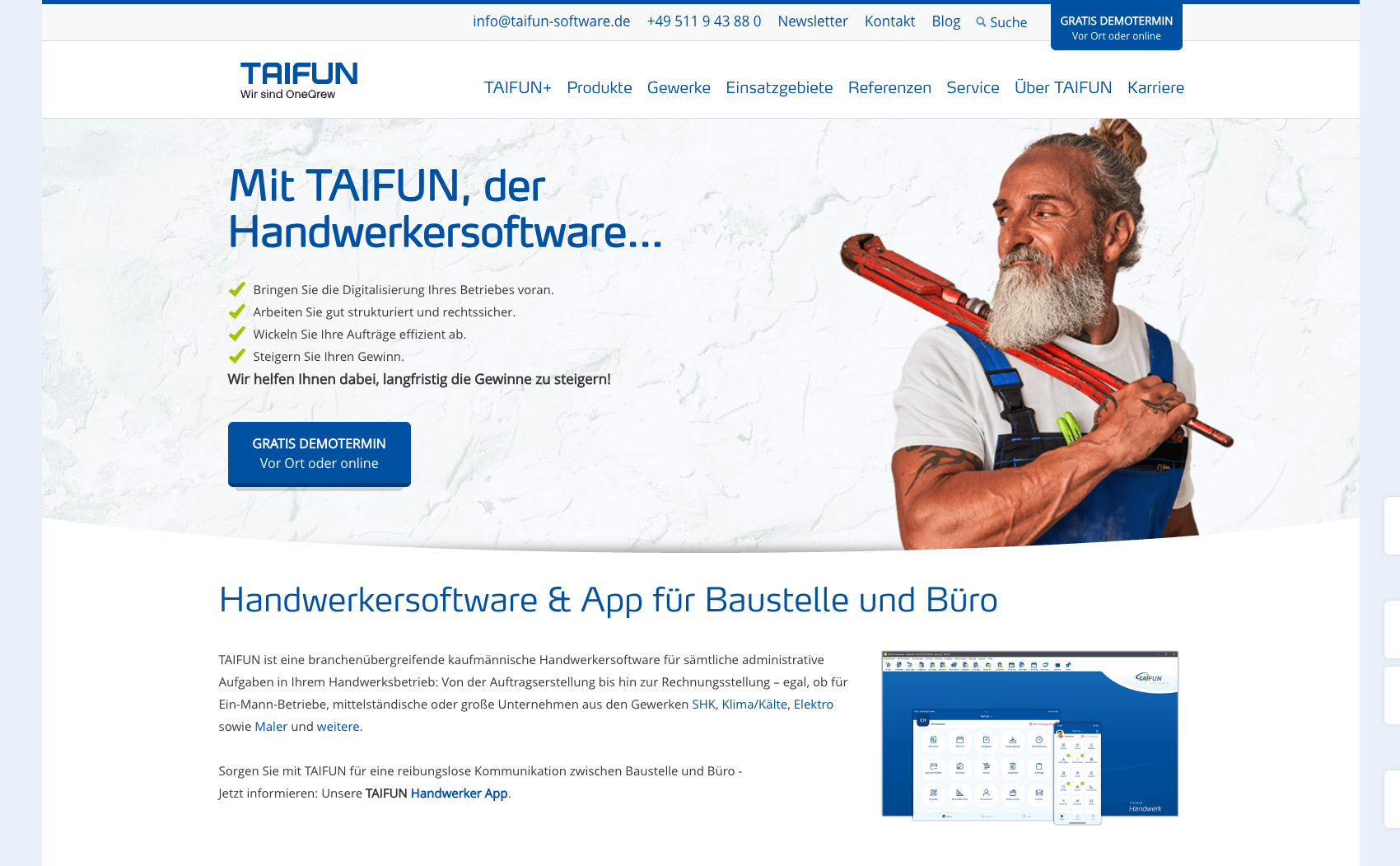 Taifun Website Vorschau