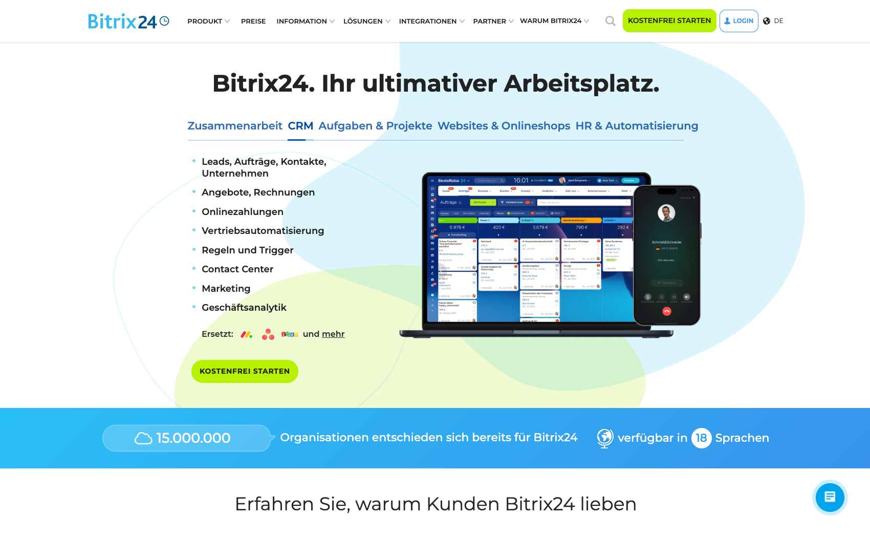 Bitrix24 Website Vorschau