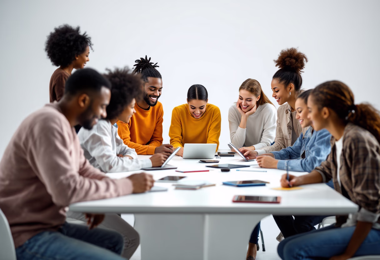 image of students collaborating on a project (for a edtech)