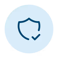 Shield icon with a checkmark inside representing security or protection.