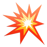 Farbenfroher explosiver Comic-Knalleffekt mit Sternform in Weiß, Gelb, Orange und Rot.