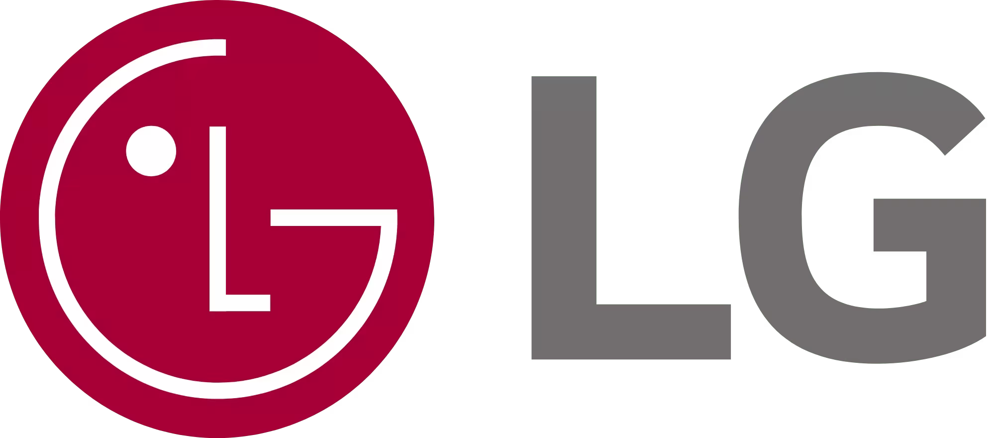 LG logo with stylized white letters 'L' and 'G' forming a face inside a red circle next to gray letters 'L' and 'G'.