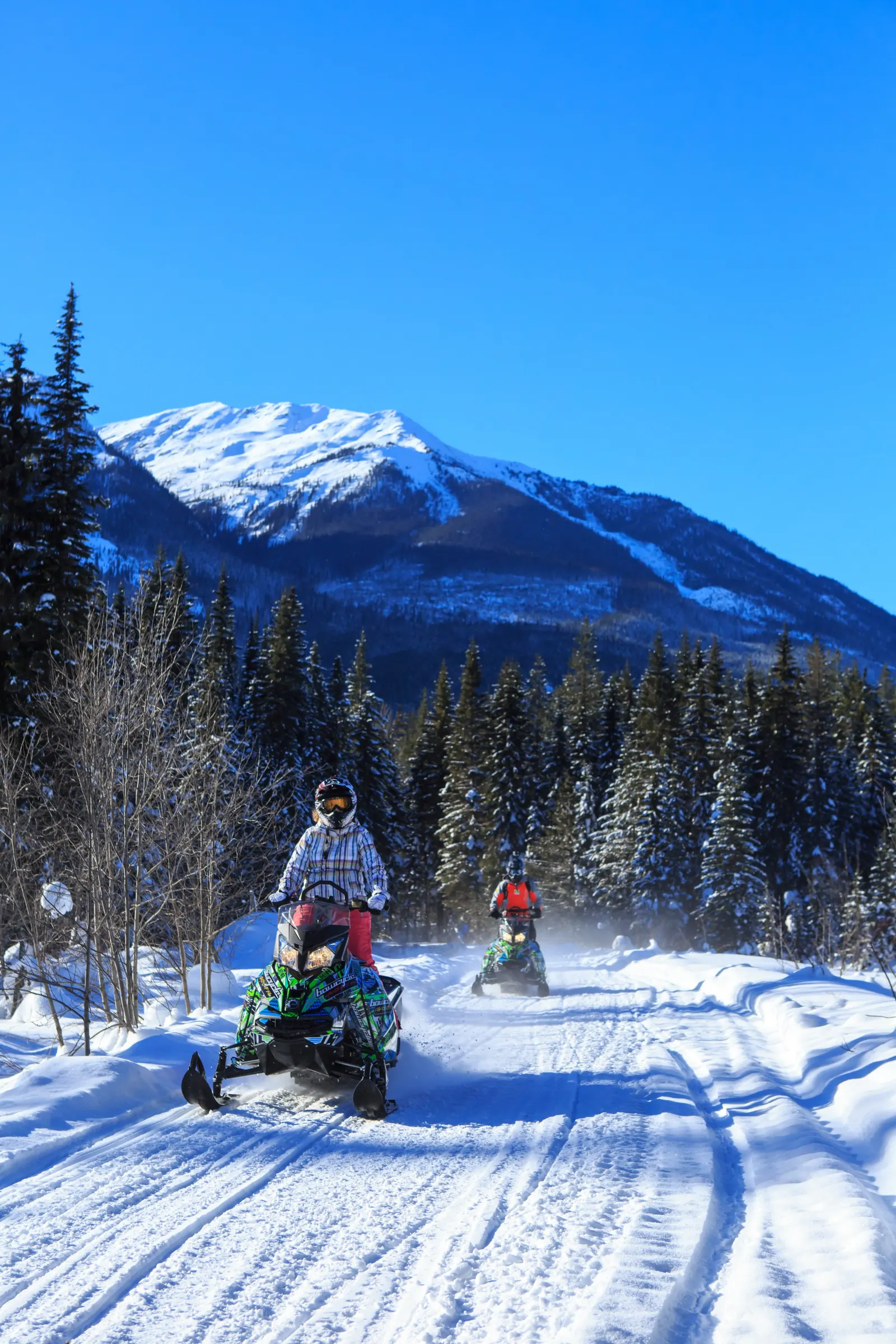 Snowmobiling near Golden