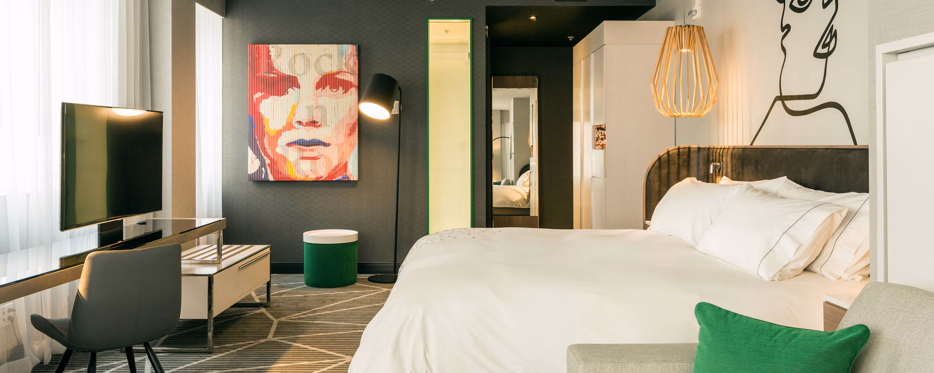 Loft-style guest room at the Renaissance Montreal Downtown