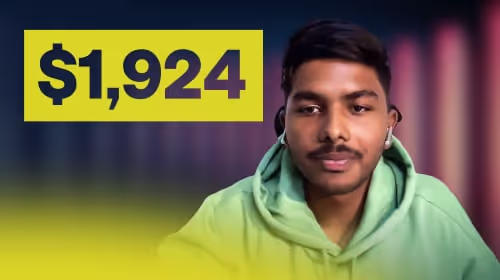 Photo of Auysh during the interview, along with a $1,924 payout. 