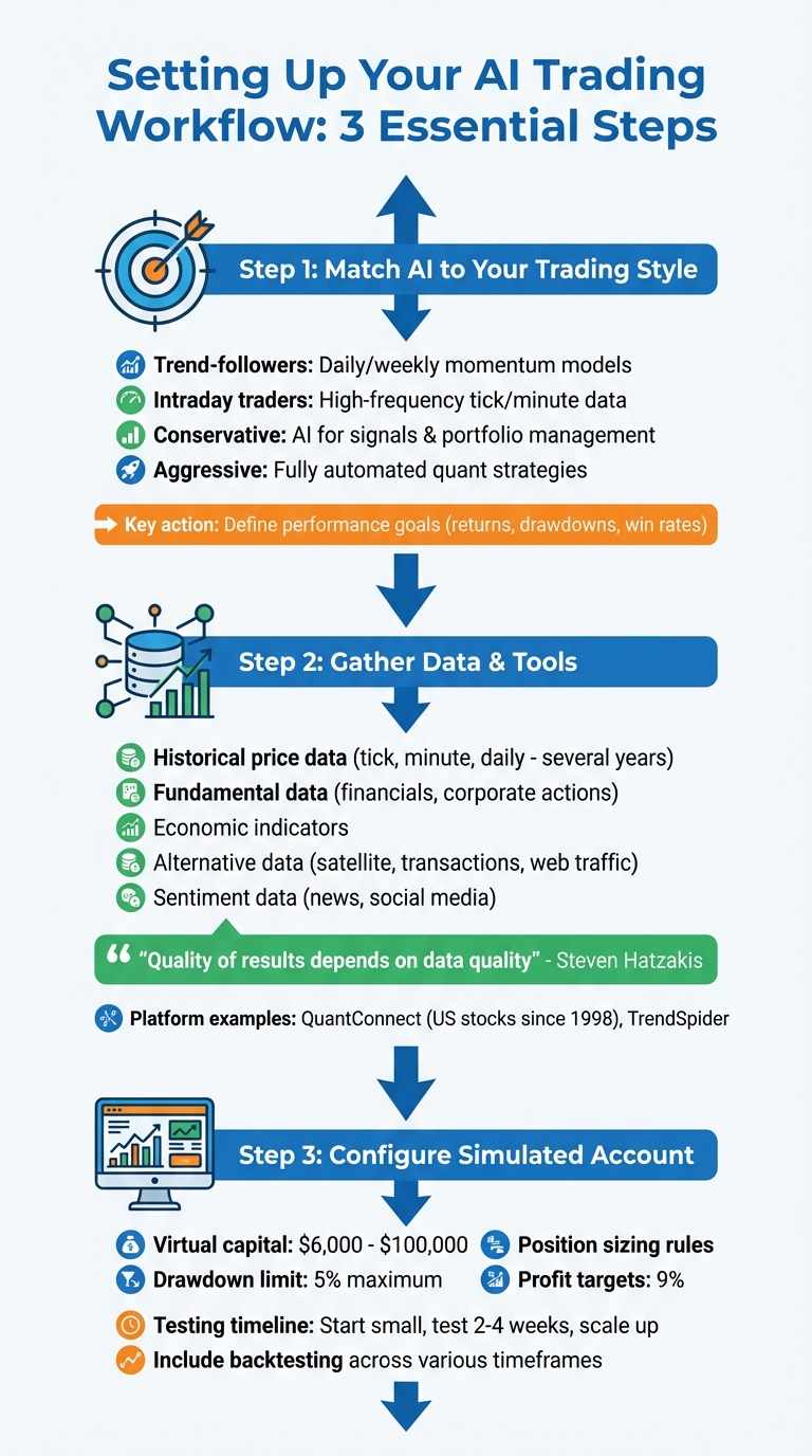 Configuración del flujo de trabajo de Trading con IA: proceso en 3 pasos para principiantes