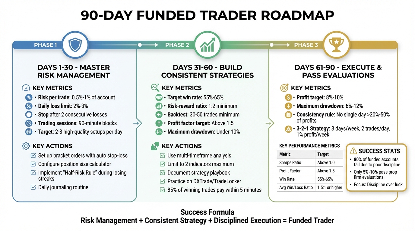 Hoja de ruta para traders financiados en 90 días: gestión de riesgo hacia el éxito en la evaluación