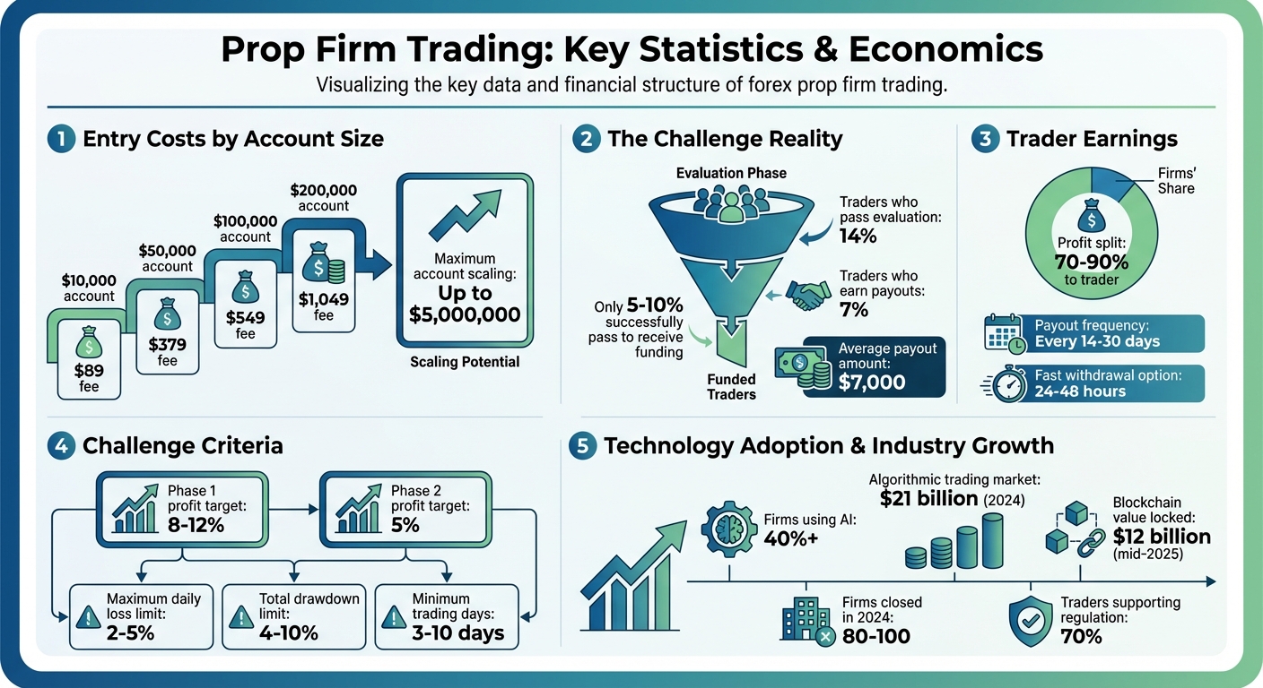Prop Firm Trading Statistics: Success Rates, Fees, and Profit Sharing