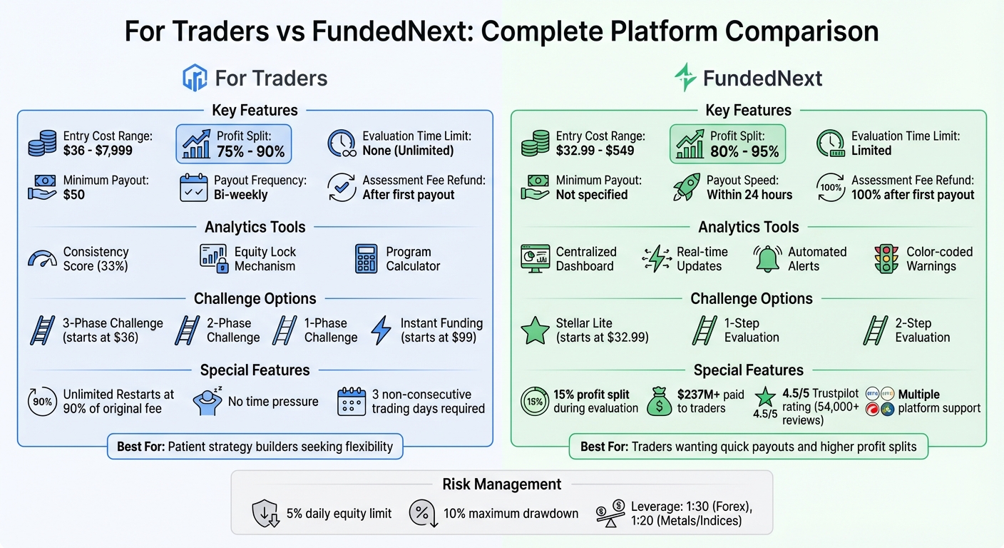 For Traders vs FundedNext: Features, Pricing, and Profit Splits Comparison