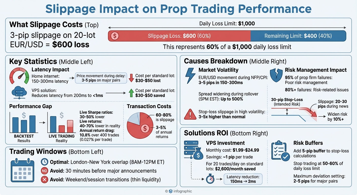 Slippage Impact on Prop Trading: Costs, Causes, and Performance Metrics