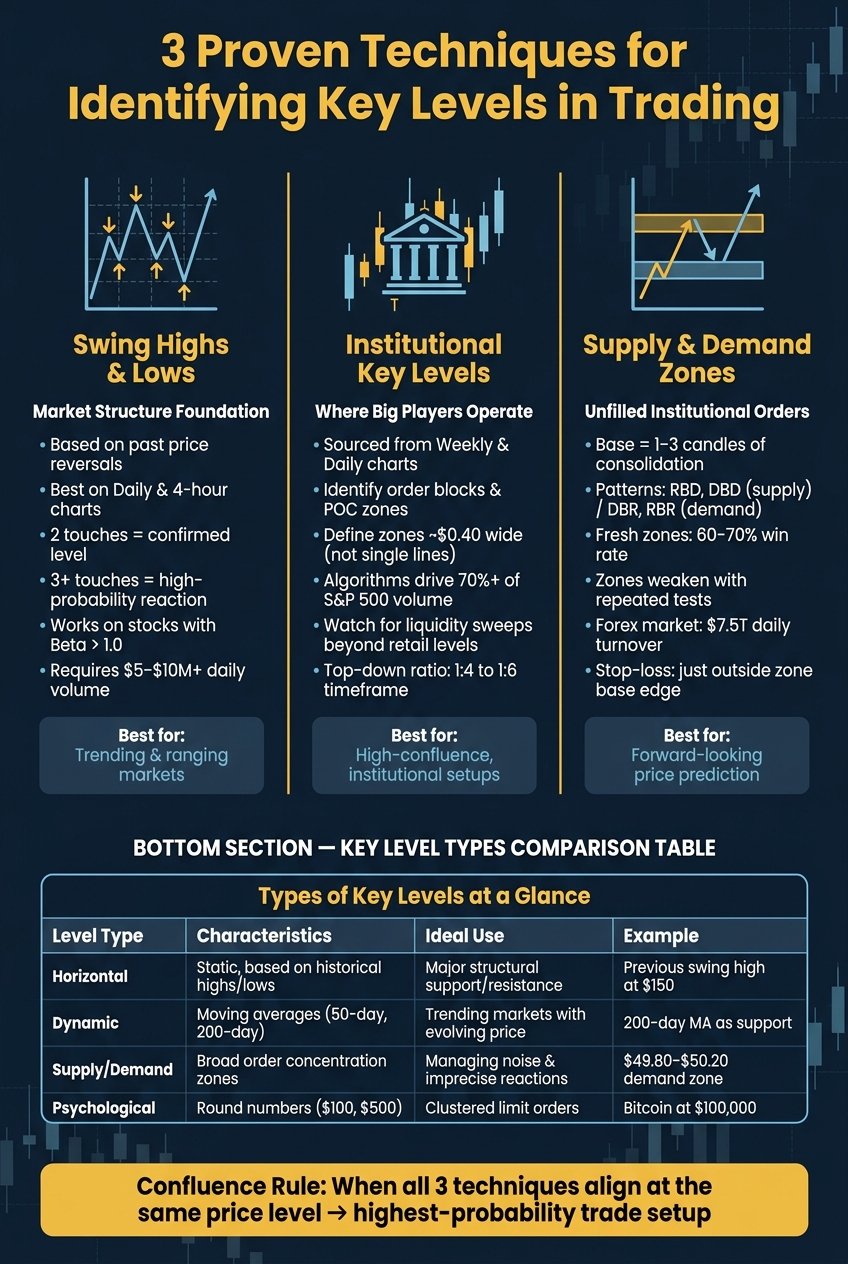 3 Key Level Identification Techniques: Comparison Guide for Traders
