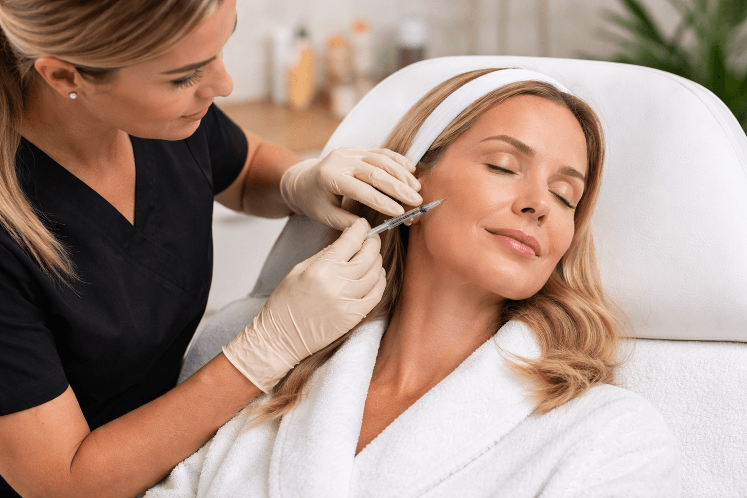 Provider performing Sculptra facial rejuvenation treatment at a medical spa in Gilbert, Arizona