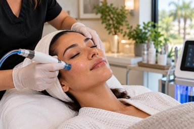 Provider performing a Hydrafacial MD treatment on sun-damaged skin at SkinRitual Medspa in Gilbert, Arizona