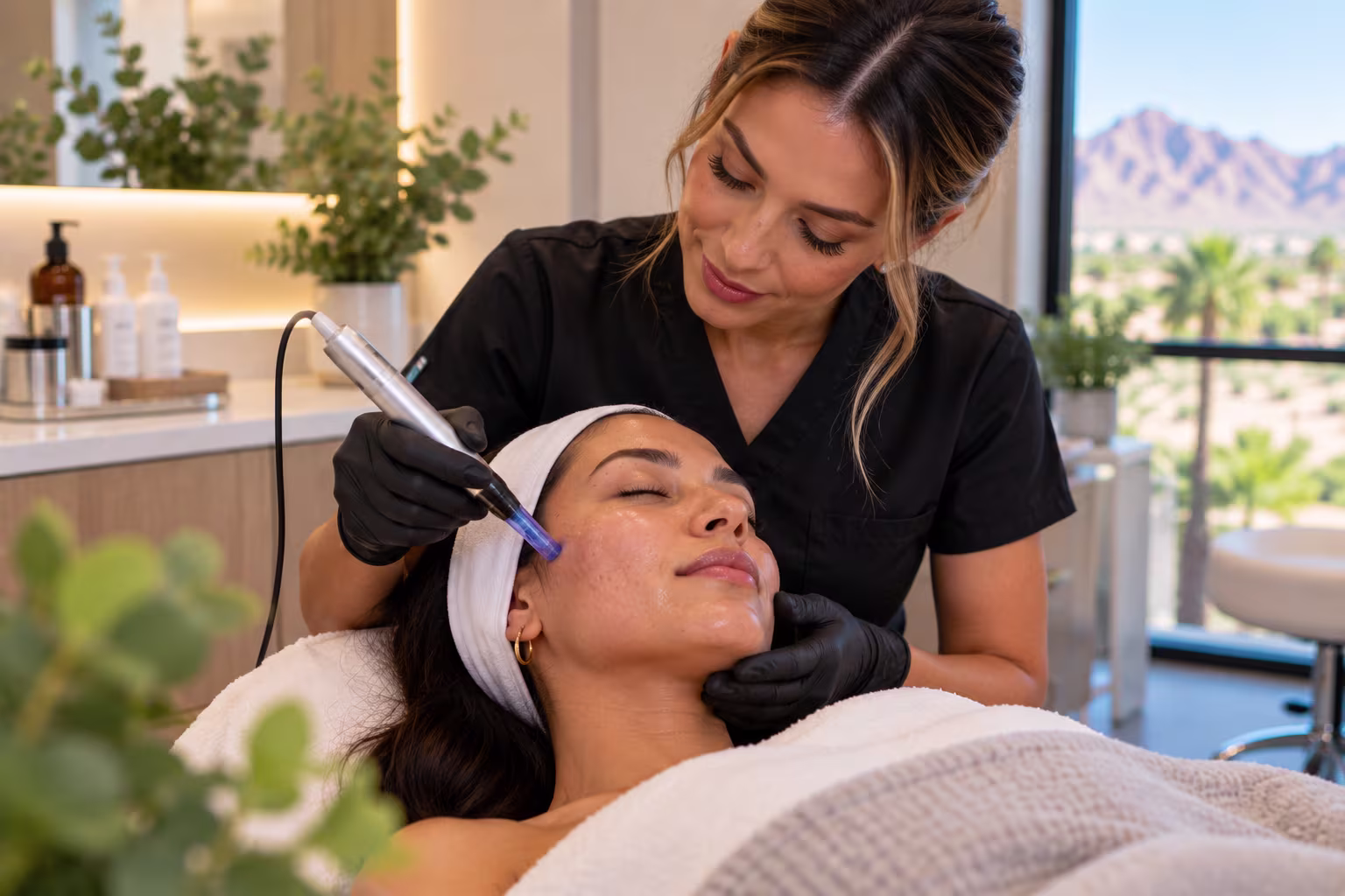 Physician reviewing a treatment plan with staff at a medical spa in Gilbert, Arizona