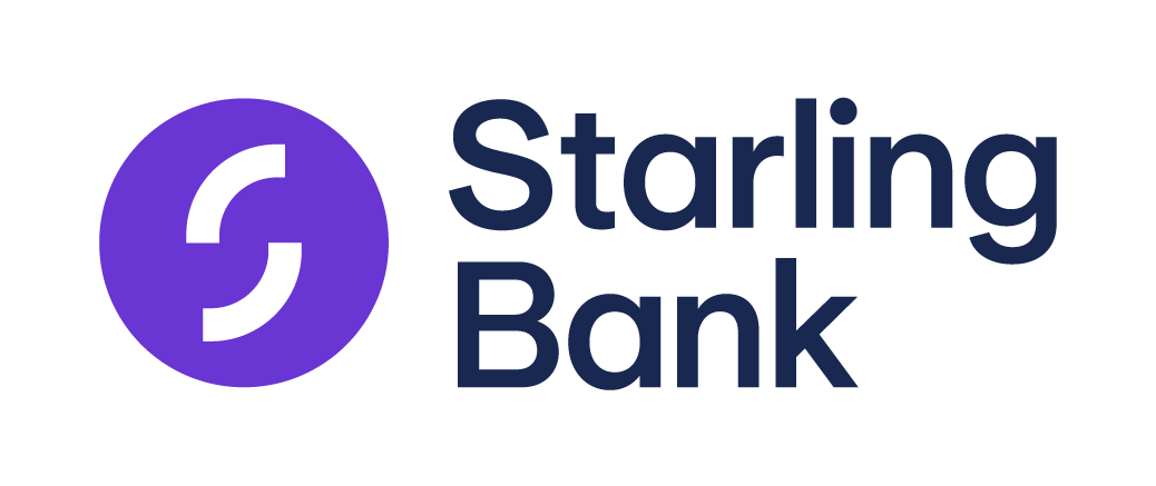 Starling Bank logo with a purple circular icon and the text 'Starling Bank' in dark blue.
