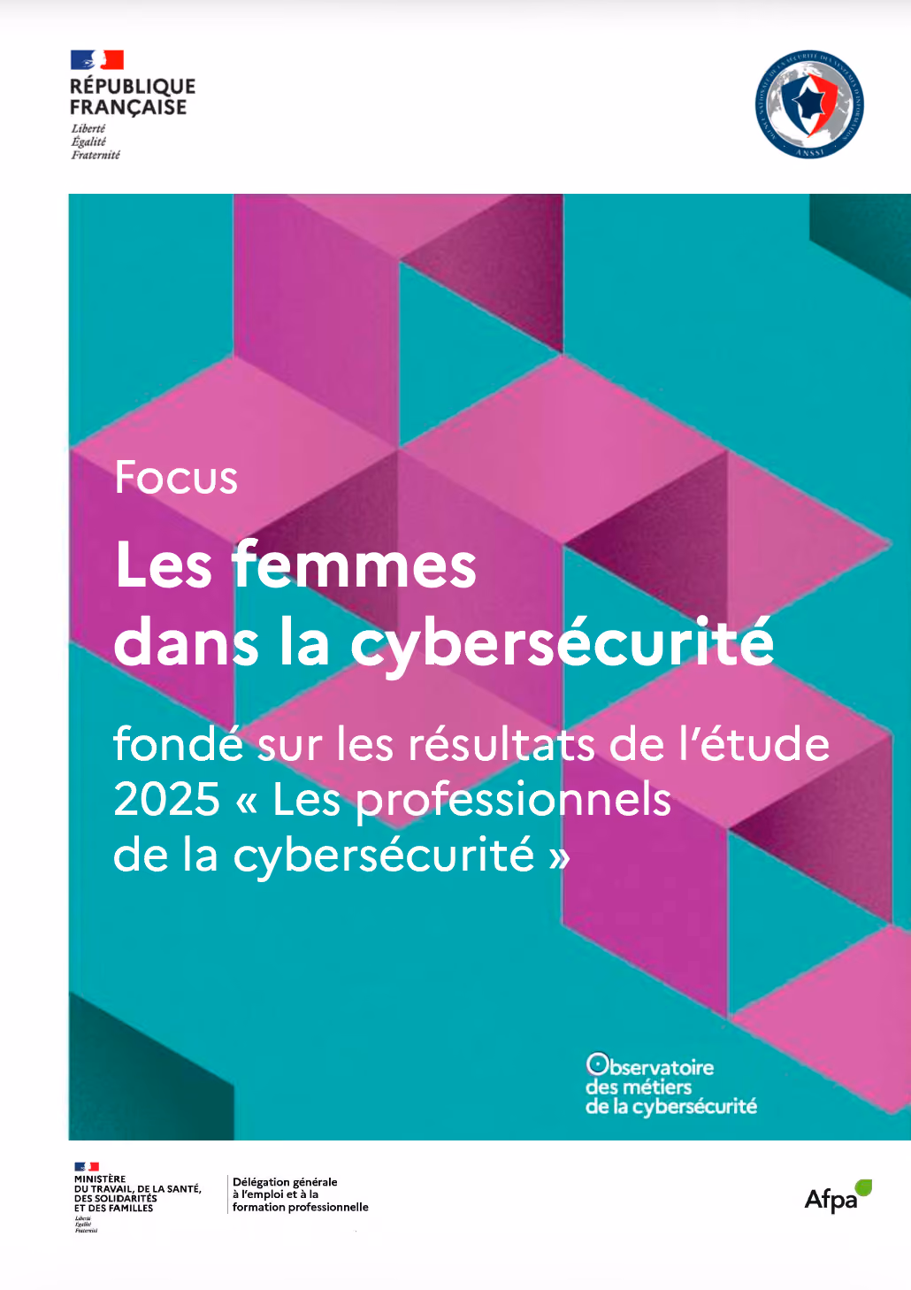 Couverture du rapport 'Panorama des métiers de la cybersécurité, édition 2020' avec logos de la République Française et Syntec Numérique.
