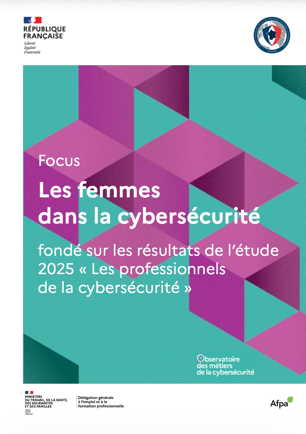 Couverture du rapport 'Panorama des métiers de la cybersécurité, édition 2020' avec logos de la République Française et Syntec Numérique.