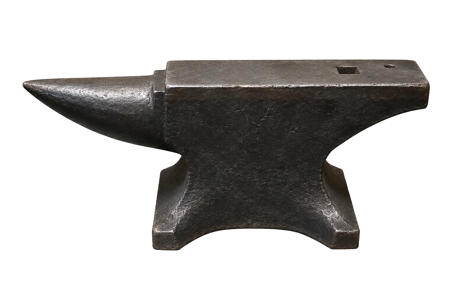 Schmiedeamboss aus Metall mit spitz zulaufender Vorderseite und rechteckigem Körper.