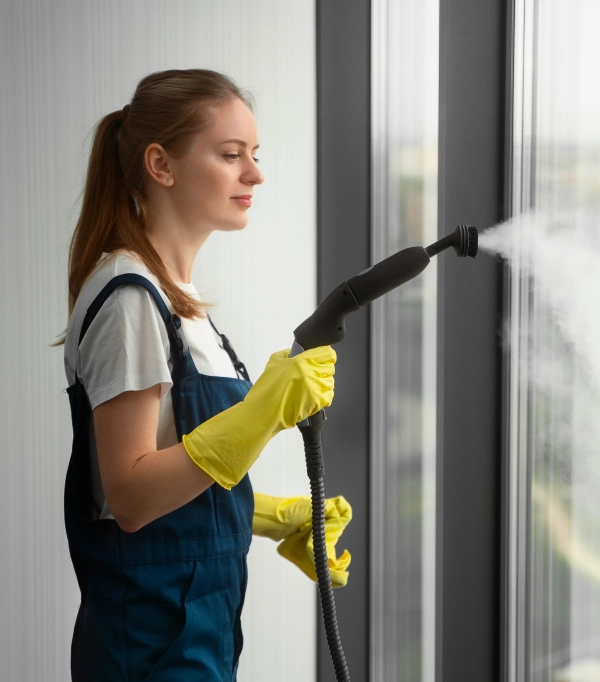 Medical clinic cleaning crew disinfecting an exam room in NYC