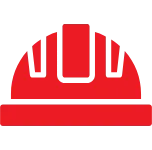 Red construction hard hat icon.