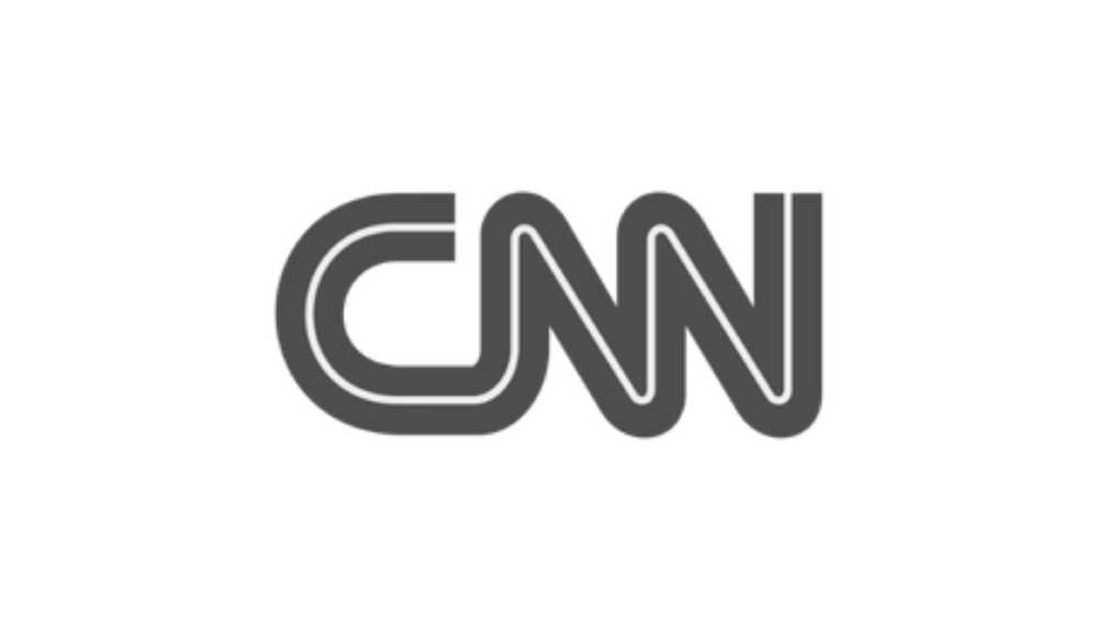 CNN logo in black and white with interlinked letters.