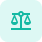 Icon of balanced scales representing justice or fairness in teal on a light teal rounded square background.