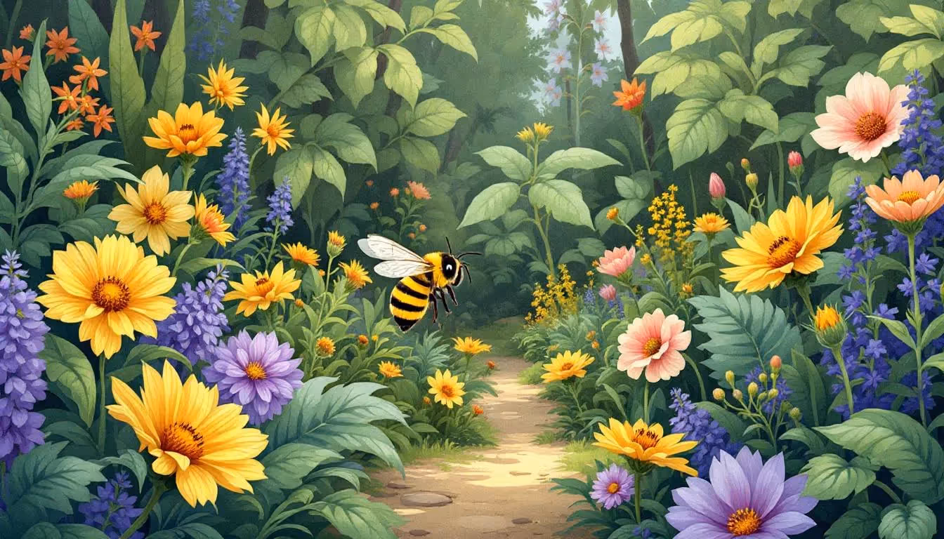 A diverse garden impacted by the decline of melipona bee populations.