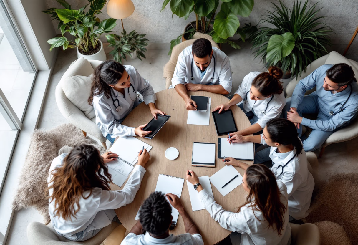 image of a team meeting (for a medical clinic)