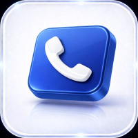 3D blue square icon with a white telephone handset symbol.