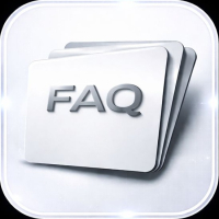 Glossy 3D white cards stacked with bold FAQ text on top.