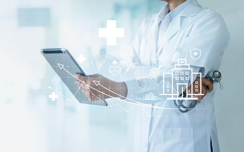 doctor looking at a tablet