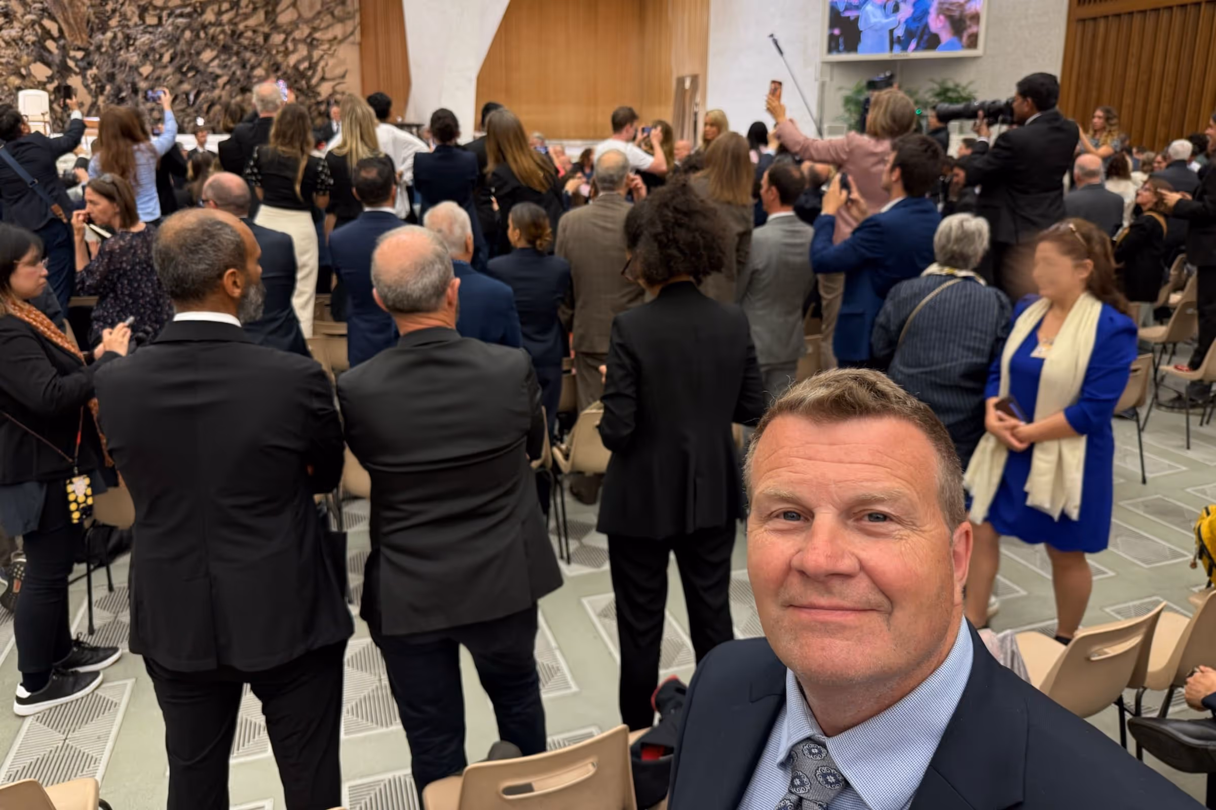 Jay Fadden at the first papal press conference