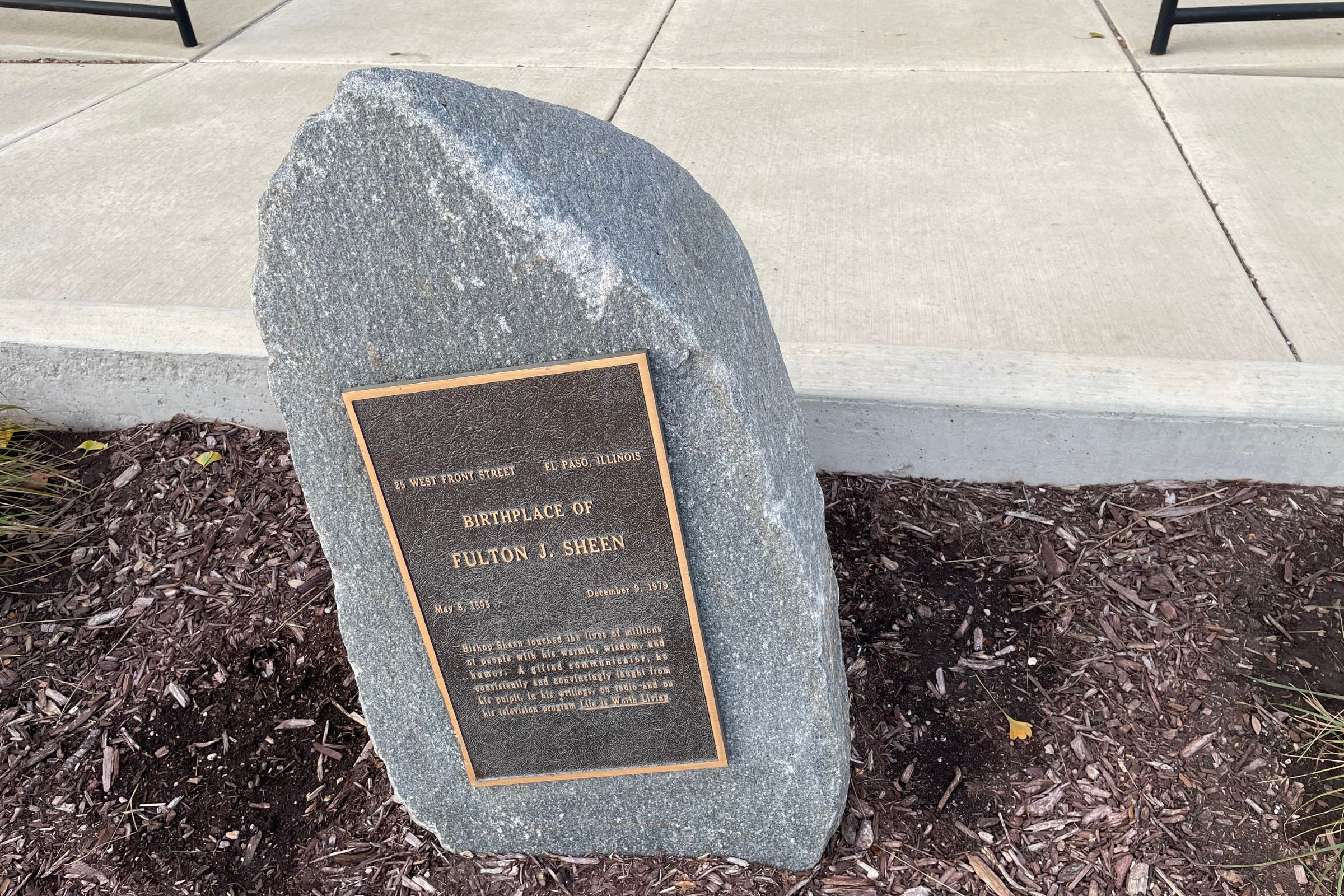 Memorial marking the birthplace of Fulton J. Sheen in El Paso, Illinois