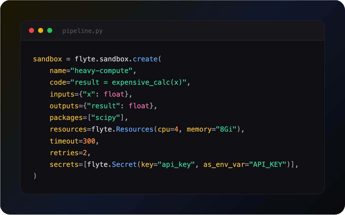 Run Code in Ephemeral Containers with Flyte Sandbox