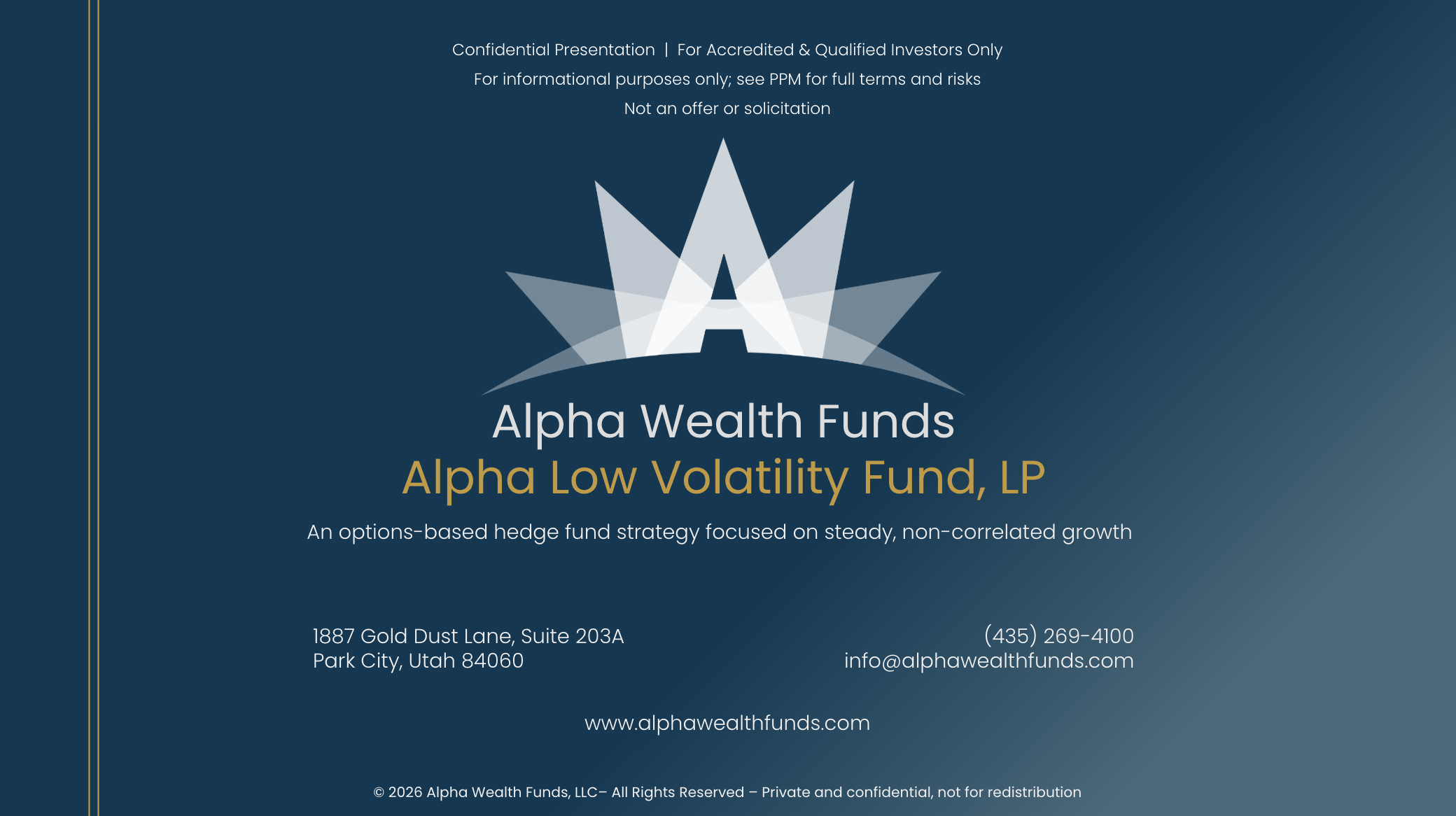Alpha Low Volatility Fund investor presentation