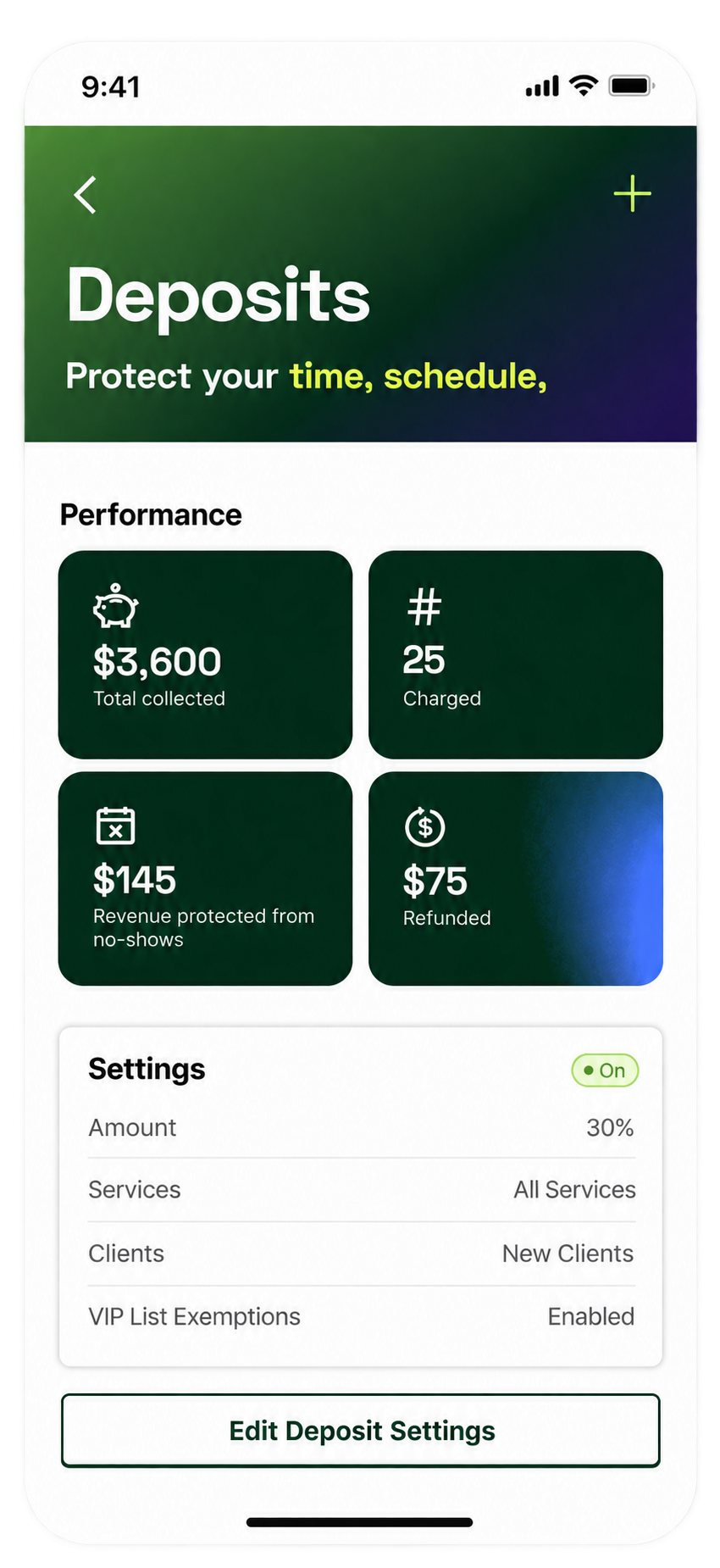 StyleSeat app: deposits