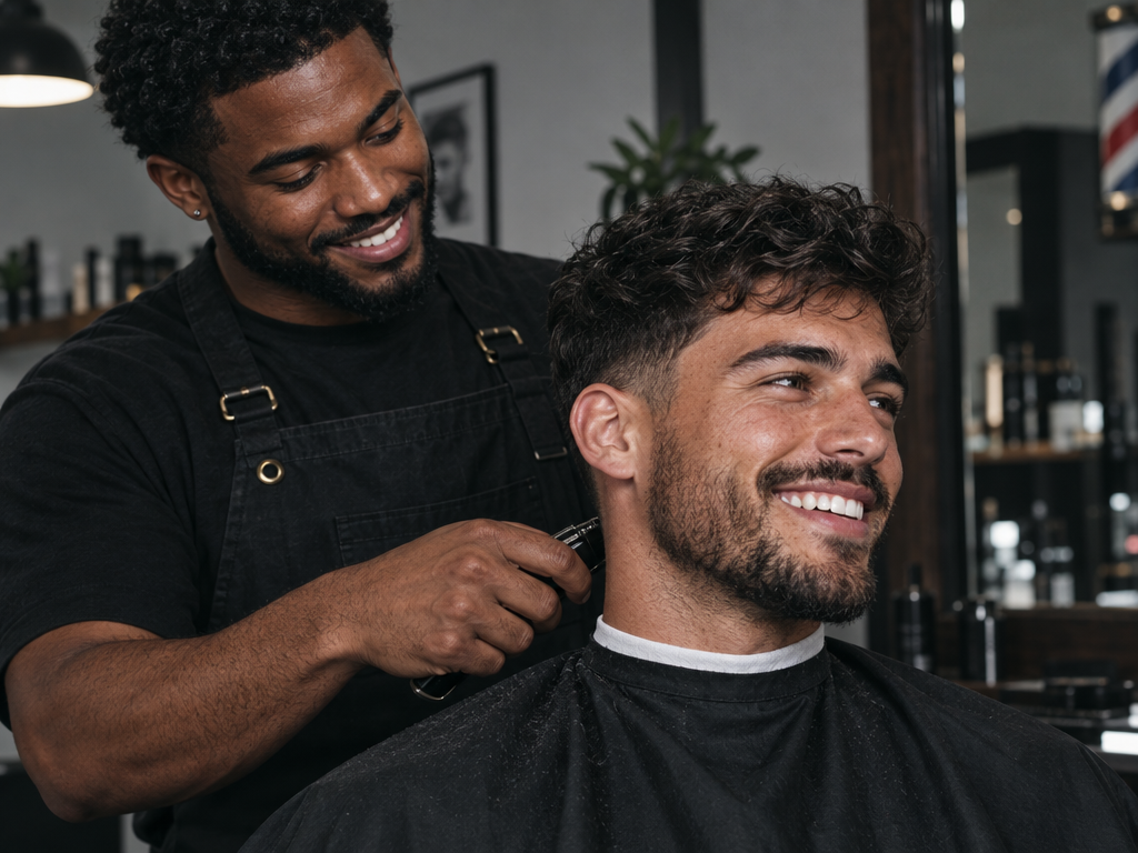 Barber at work