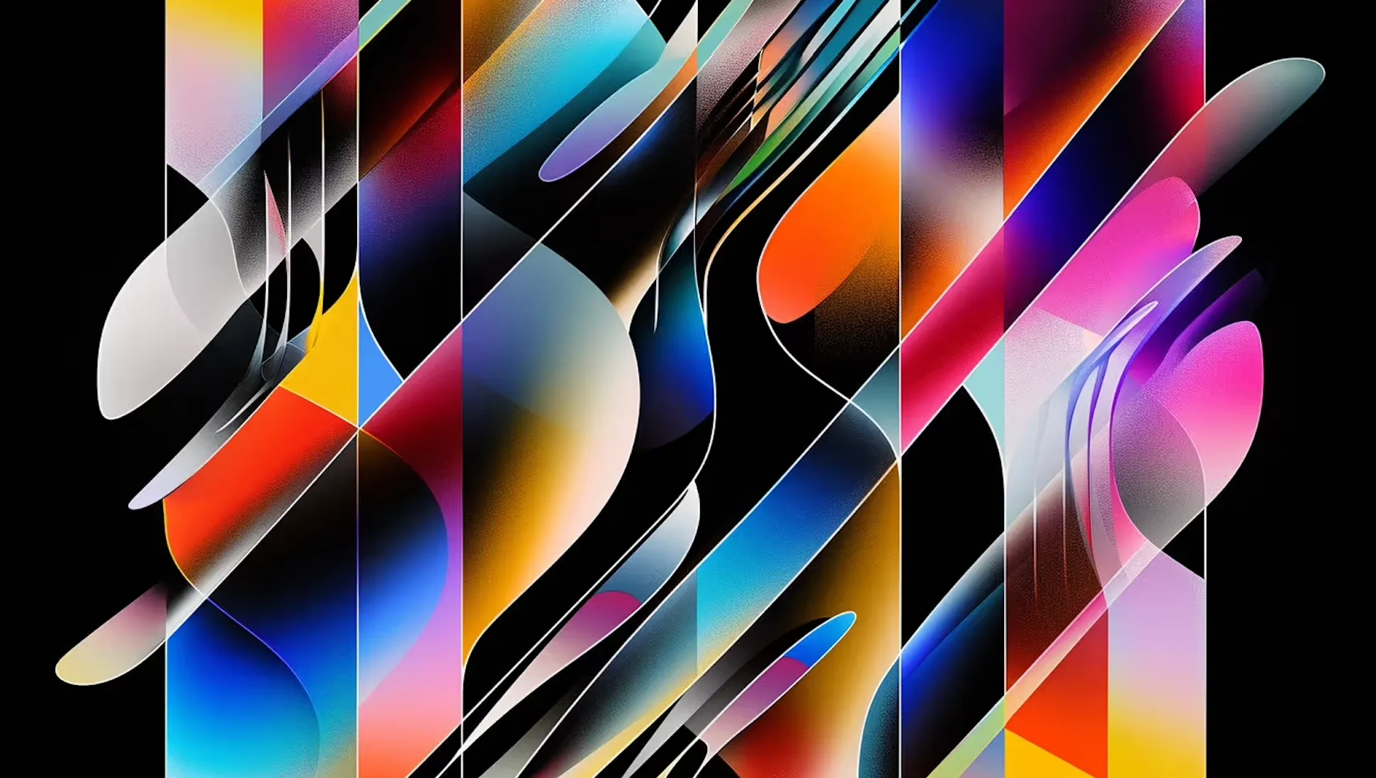 Composition abstraite aux formes géométriques dynamiques et couleurs vibrantes
