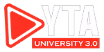 YTA logo with a red play button icon and the text 'UNIVERSITY 3.0' below.