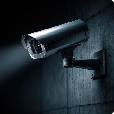 Security camera mounted on a wall, representing safety and surveillance systems.