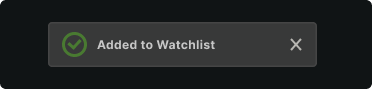 Disney+ confirmation message showing subtle feedback after content is added to the Watchlist.