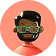 Emoji of a person wearing glasses with black hair and a beard.