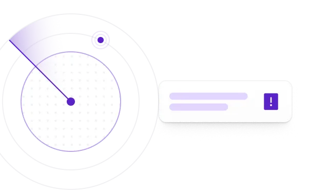 Radar screen with a single blip detected and an alert message box with an exclamation mark.