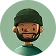 Illustration of a smiling man with a beard wearing a green beanie and a green sweater.