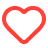 Red heart outline icon.