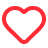 Red heart outline icon.