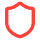 Red shield outline icon symbolizing protection or security.