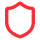 Red shield outline icon symbolizing protection or security.