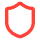 Red outline of a shield icon representing protection or security.